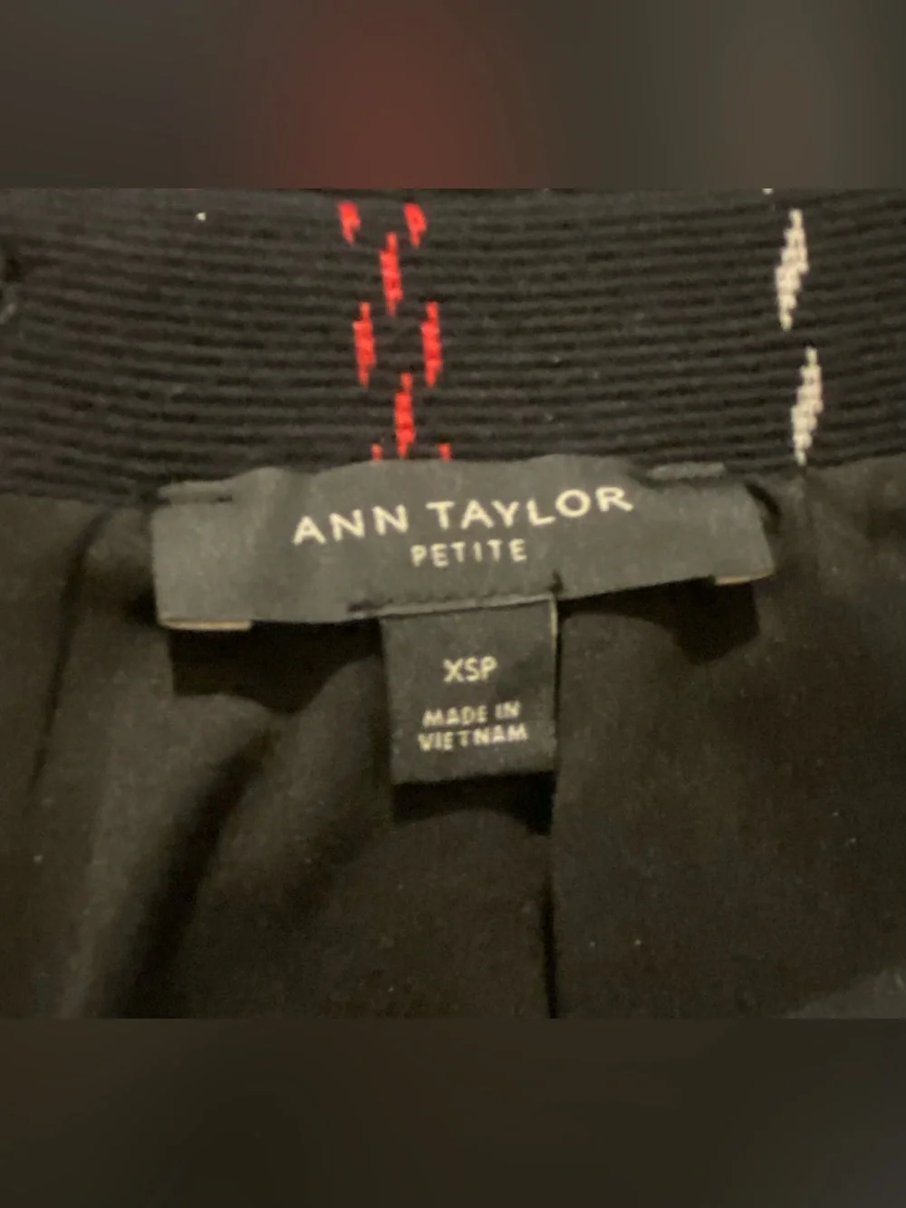 Ann Taylor Petite Grid Plaid Tweed Pencil Skirt Black Red White XSP